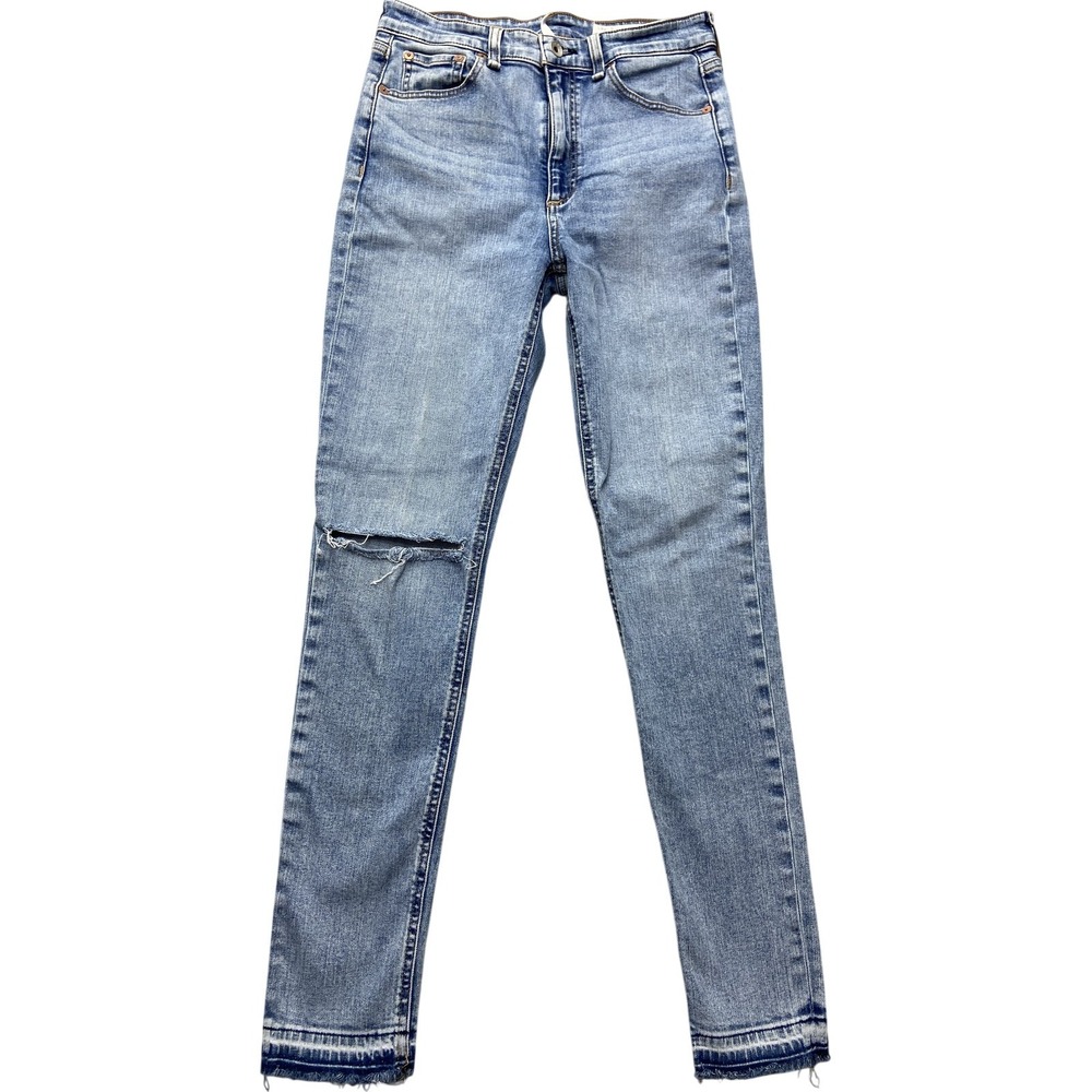 Rag & Bone Nina High Rise Skinny Jeans Womens 27x26.5 Blue Distressed Raw Hem